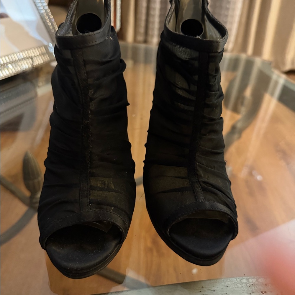 Nine West Black Peep-Toe Heeled Boots